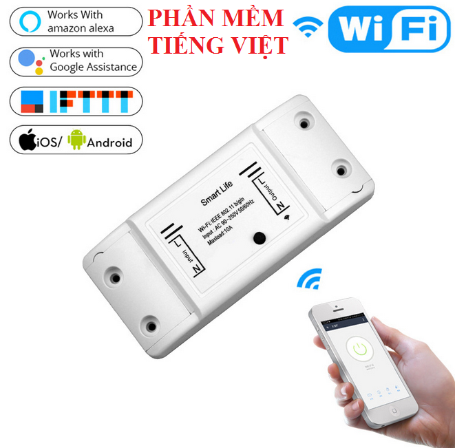 Bộ công tắc điều khiển từ xa không dây kết nối wifi 3G 4G bật tắt hẹn giờ công suất lớn 3000W smart life + CJX2 18A