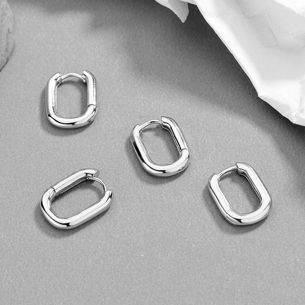 FORBETTER Bông Tai Mạ BạC Unisex Đơn GiảN