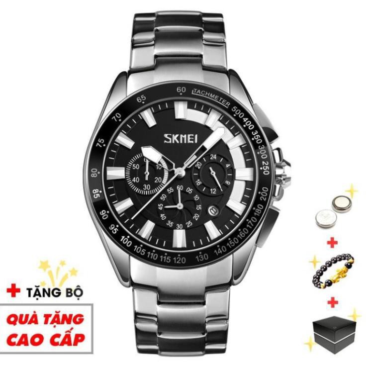 DFA LDYI0 Đồng hồ nam SKMEI cao cấp chạy full 6 kim dây thép không gỉ không thấm nước nước chống xước SME32 12 9
