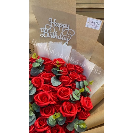 [Ảnh Thật] Bó hoa sáp 60bông siêu to, cao 80cm, rộng 55cm. Mẫu thiết kế cao cấp nhà Khả An