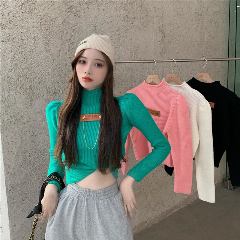 Áo sweater dệt kim ZHELIHANGFEI cổ lọ tay dài thời trang cho nữ