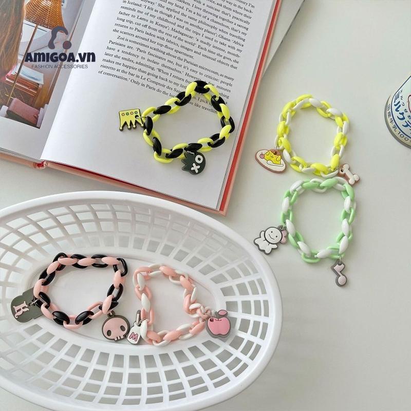 ✨✨Vòng Tay Màu Đen Họa Tiết Cún Hoạt Hình Dễ Thương Ngọt Ngào Phong Cách Harajuku Nhật Bản