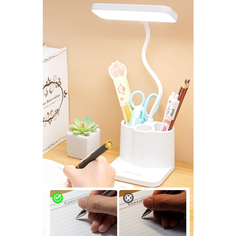 Đèn đọc sách- đèn học chống cận, đa chức năng, có ống bút, 3 chế độ sáng, pin 3600mah, tặng dây sạc+củ sạc