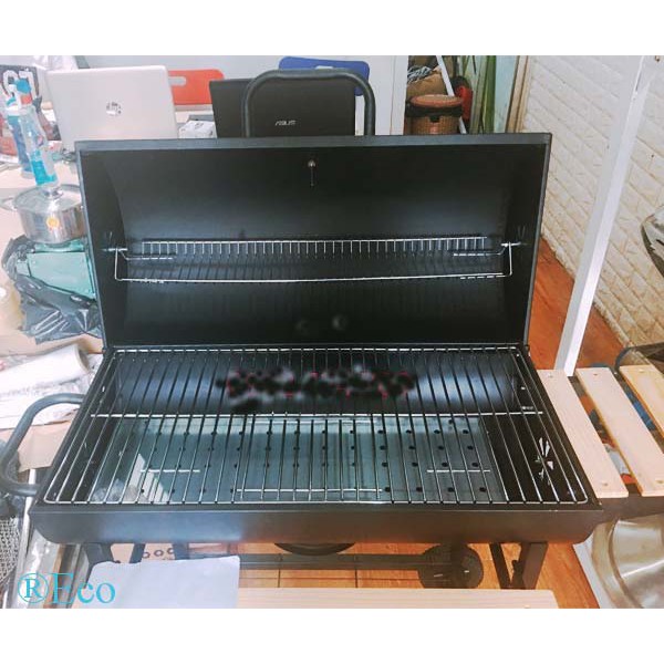 BẾP NƯỚNG THAN HOA LẮP ĐẬY CÓ TAY ĐẨY BBQ-05