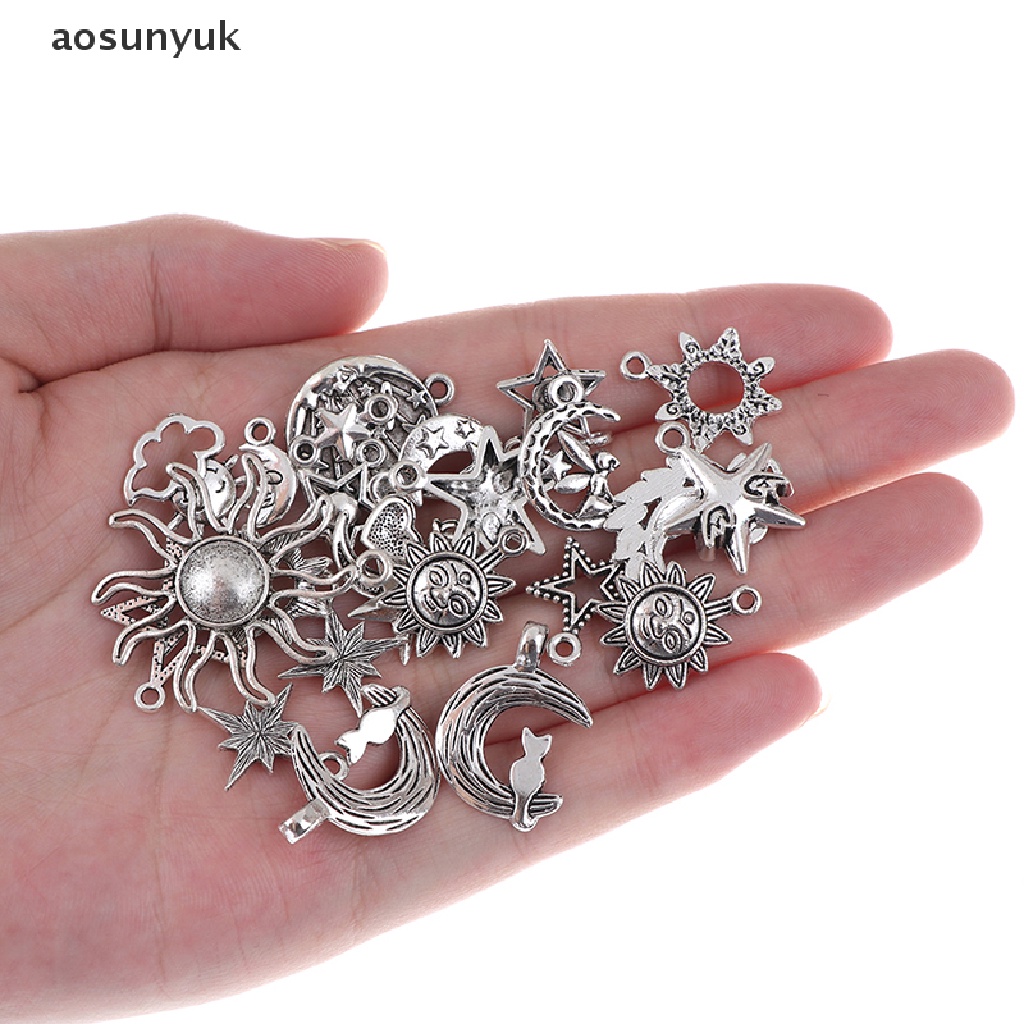 【aosunyuk】 70pcs Sun Moon Stars Charms Pendant For Diy Jewelry Necklace Bracelet Making .