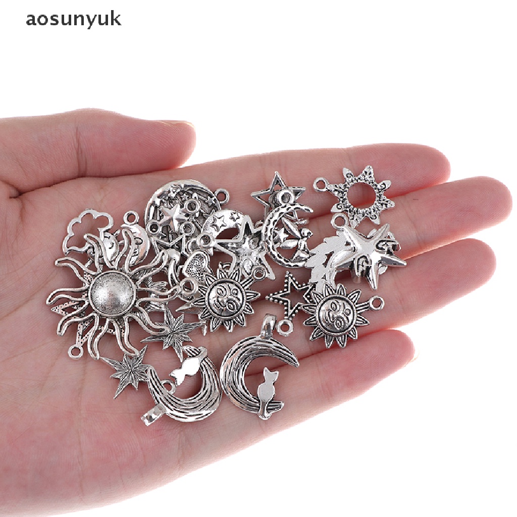 70pcs Sun Moon Stars Charms Pendant For Diy Jewelry Necklace Bracelet Making .