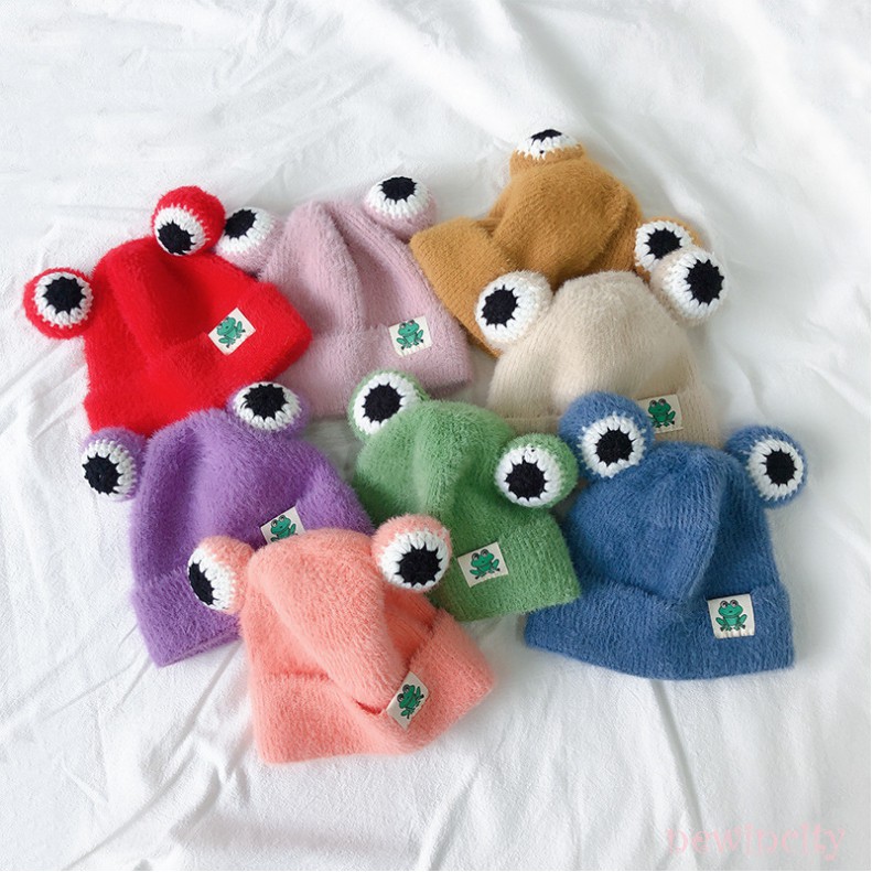 Mũ len đính bóng xù thời trang Hàn Quốc dễ thương cho bé