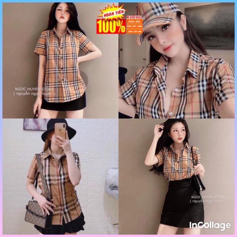 [Rẻ Vô Địch] Áo Sơ Mi Nữ kẻ BBr Cộc Tay Chất Đẹp [ Có video + ảnh thật ]