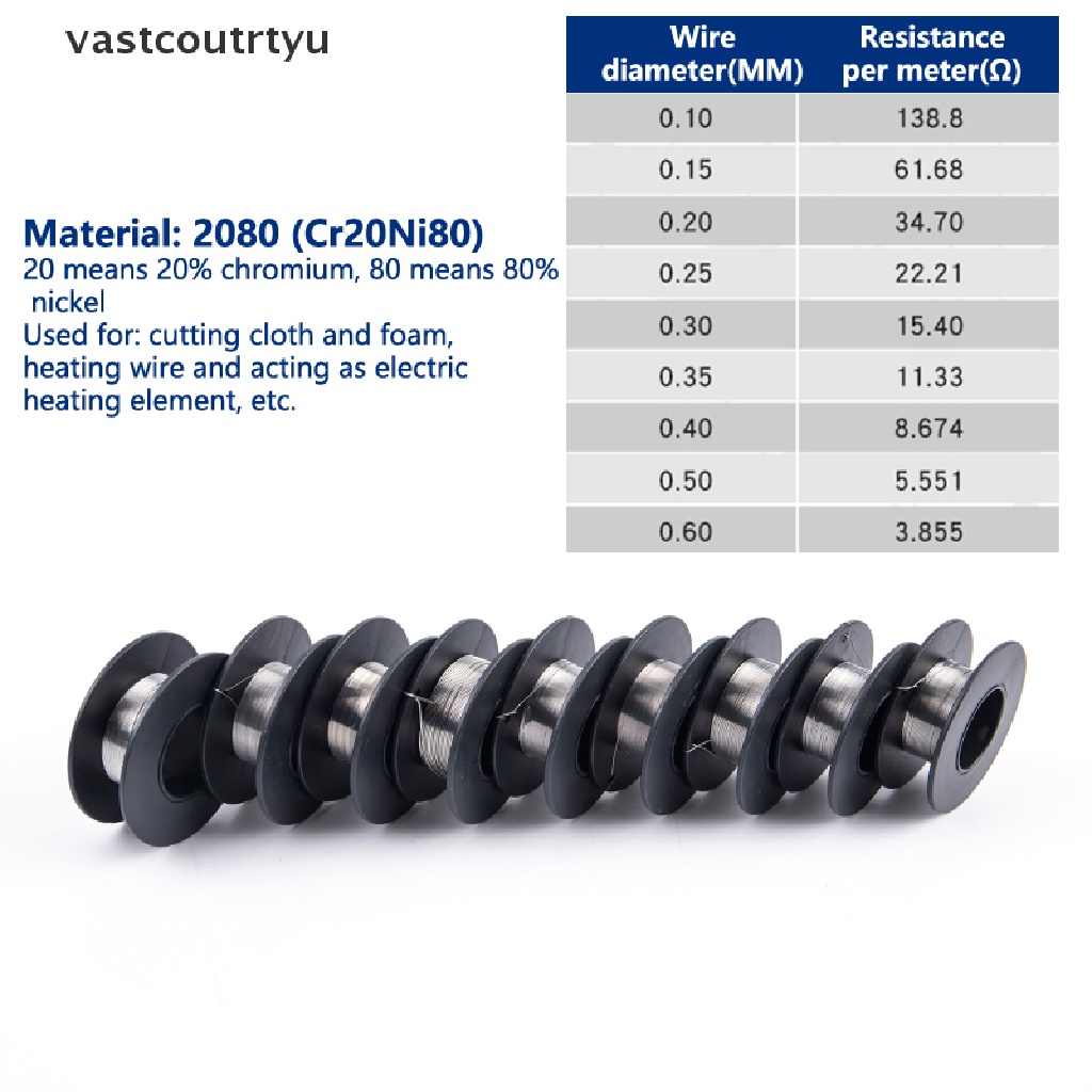 Vas 10Meters Heating Wire Diameter 0.1-0.6 Cr20Ni80 Nickel-chromium Resistance Wire n