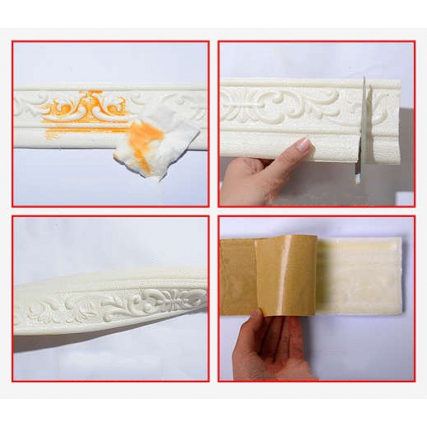 Miếng dán tường 3D vòng eo, tấm nền, xốp-Bức tranh tường 3D lớn nhất-230 x 8cm Giá gốc