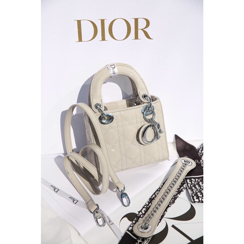 Túi Xách Thời Trang💖 💖LADY DIOR 3 Ô DA BÓNG💖 💖size 17