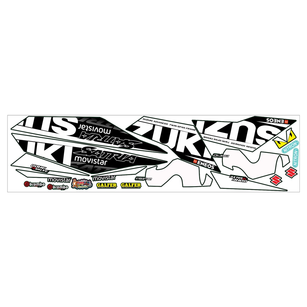 Tem Rời Satria mẫu movistar màu đen trắng