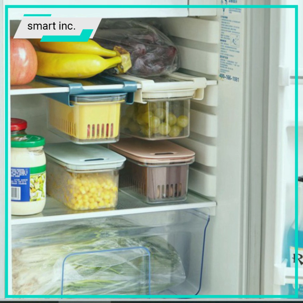 Khay Kệ Nhựa Ngăn Khay Cài Gắn Treo Tủ Lạnh 👄FREESHIP👄 Đựng Đồ Thức Ăn Thực Phẩm Rổ Gấp Gọn Để Ngăn Mát Tủ Lạnh