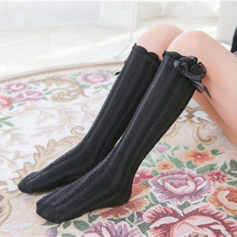 Vớ cổ cao tới đầu gối đính nơ nhiều màu sắc tùy chọn xinh xắn dành cho bé gái