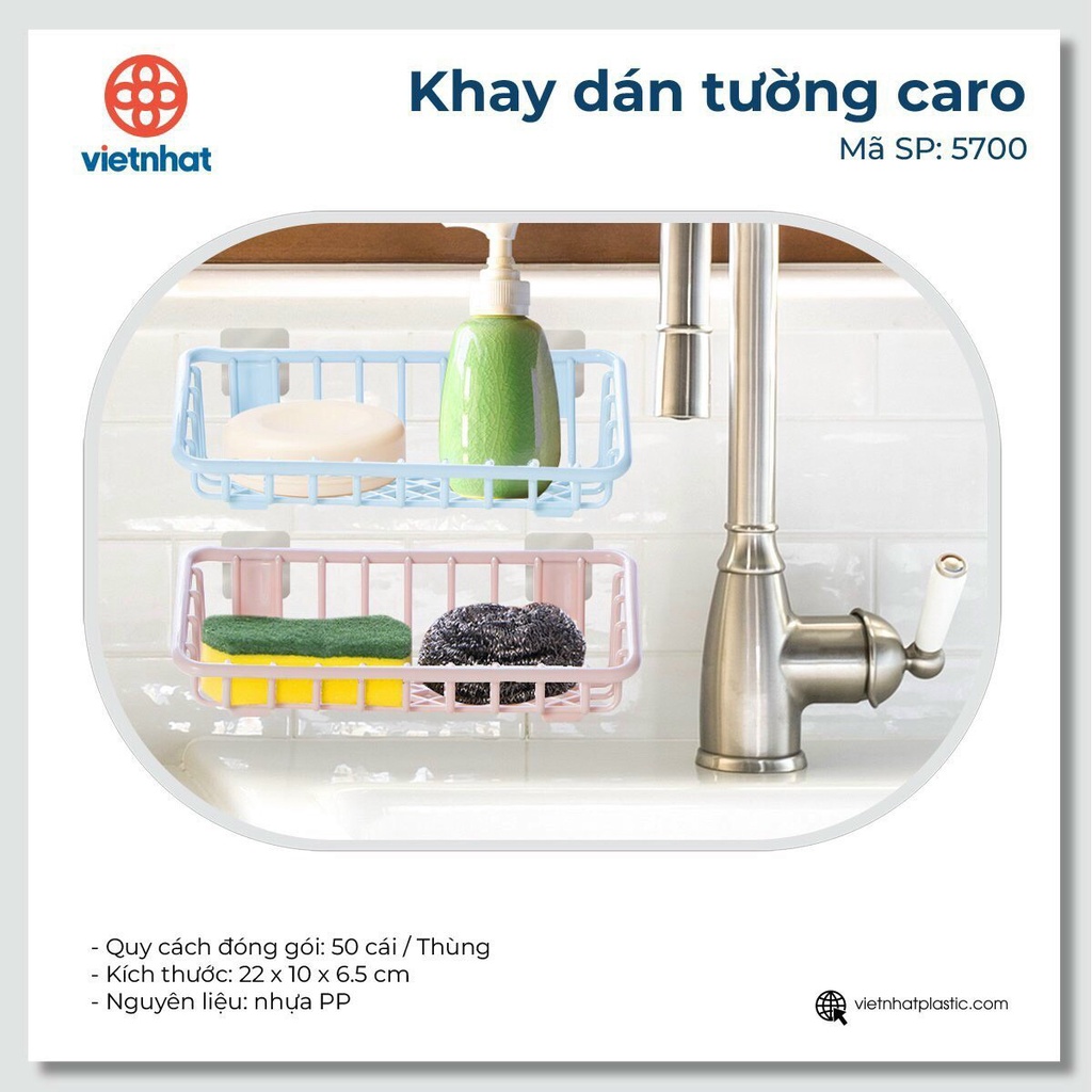 Khay dán tường Caro Việt Nhật 5700, giá để búi rửa bát dán tường