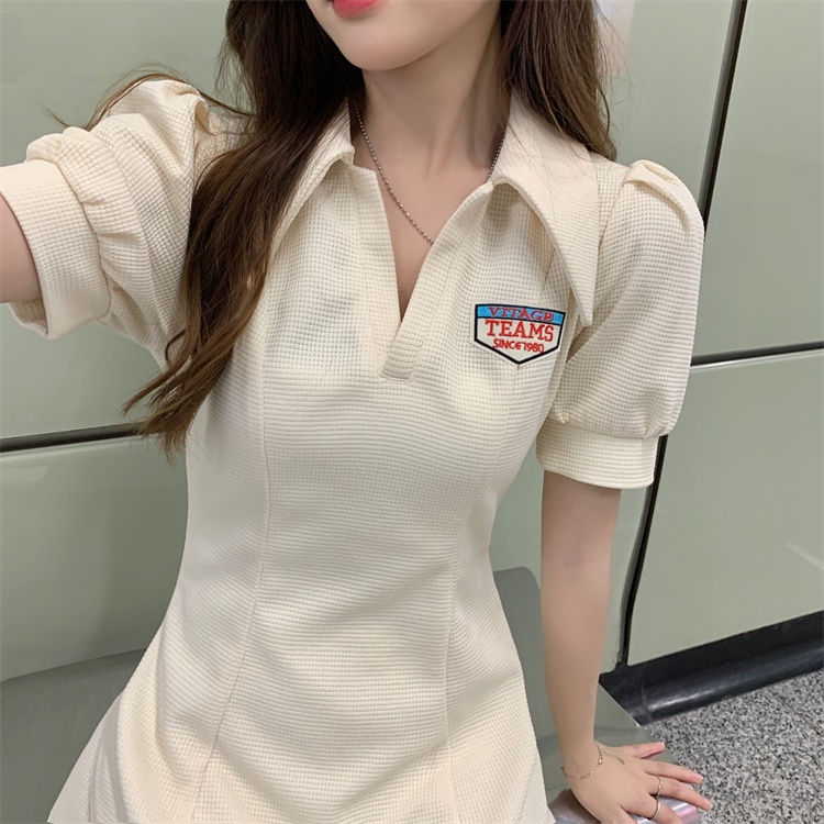 NUZIRO  Đầm Polo Ngắn Tay Chiết Eo Thời Trang Trẻ Trung Cho Nữ