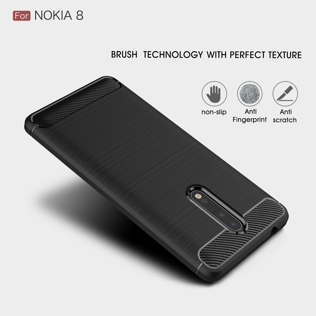Ốp điện thoại silicon sợi carbon chống sốc cho Nokia 8 Nokia 8