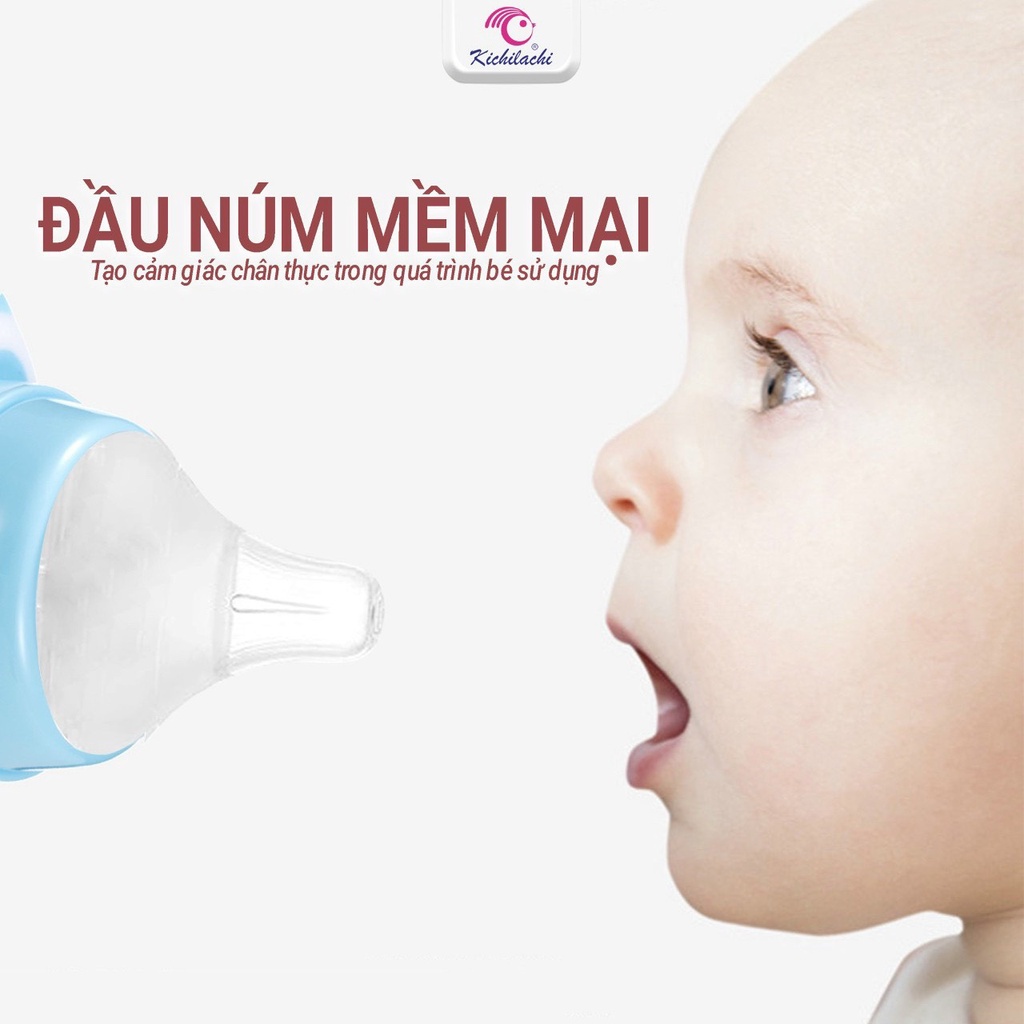 Núm vú bình sữa cổ rộng Kichilachi, núm ti bình sữa silicon siêu mềm (lắp vừa bình Moyuum,Pigeon)