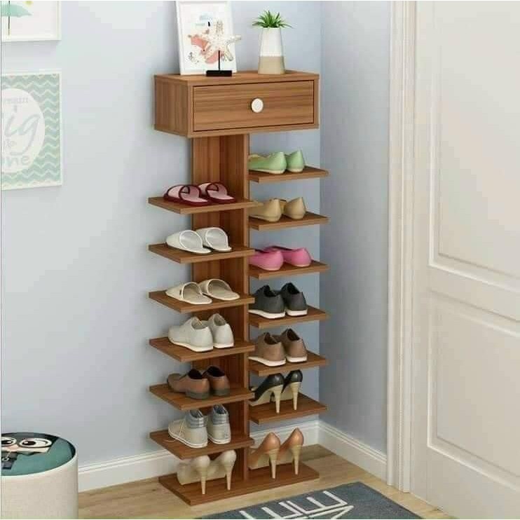 [MIỄN PHÍ SHIP]Kệ Giày Gỗ 7 Tầng Có Ngăn Kéo, Kệ Để Đồ Đa Năng-Tiện Lợi