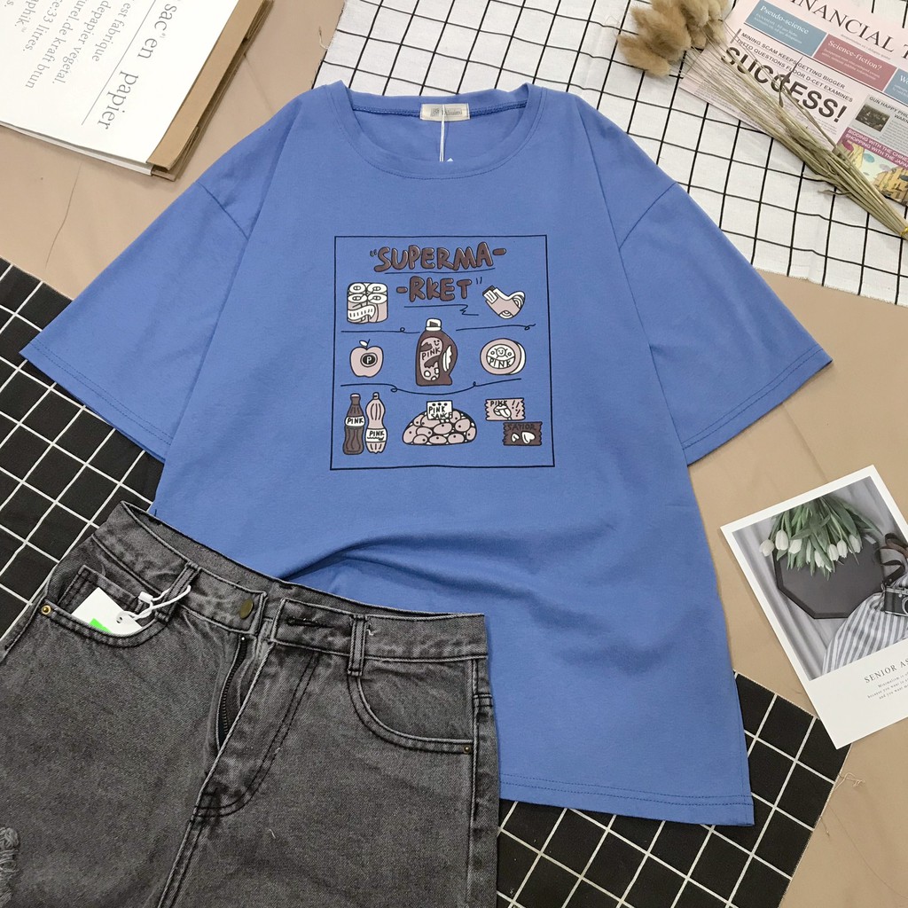 Áo Phông Tay Lỡ Đôi Super-Market Unisex Dành Cho Cả Nam Và Nữ Với Chất Cotton Đẹp - Dày Dặn [XẢ HÀNG]