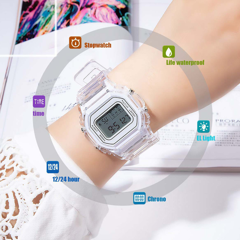 Đồng Hồ Điện Tử LED Thể Thao Trong Suốt Dành Cho Nam Và Nữ