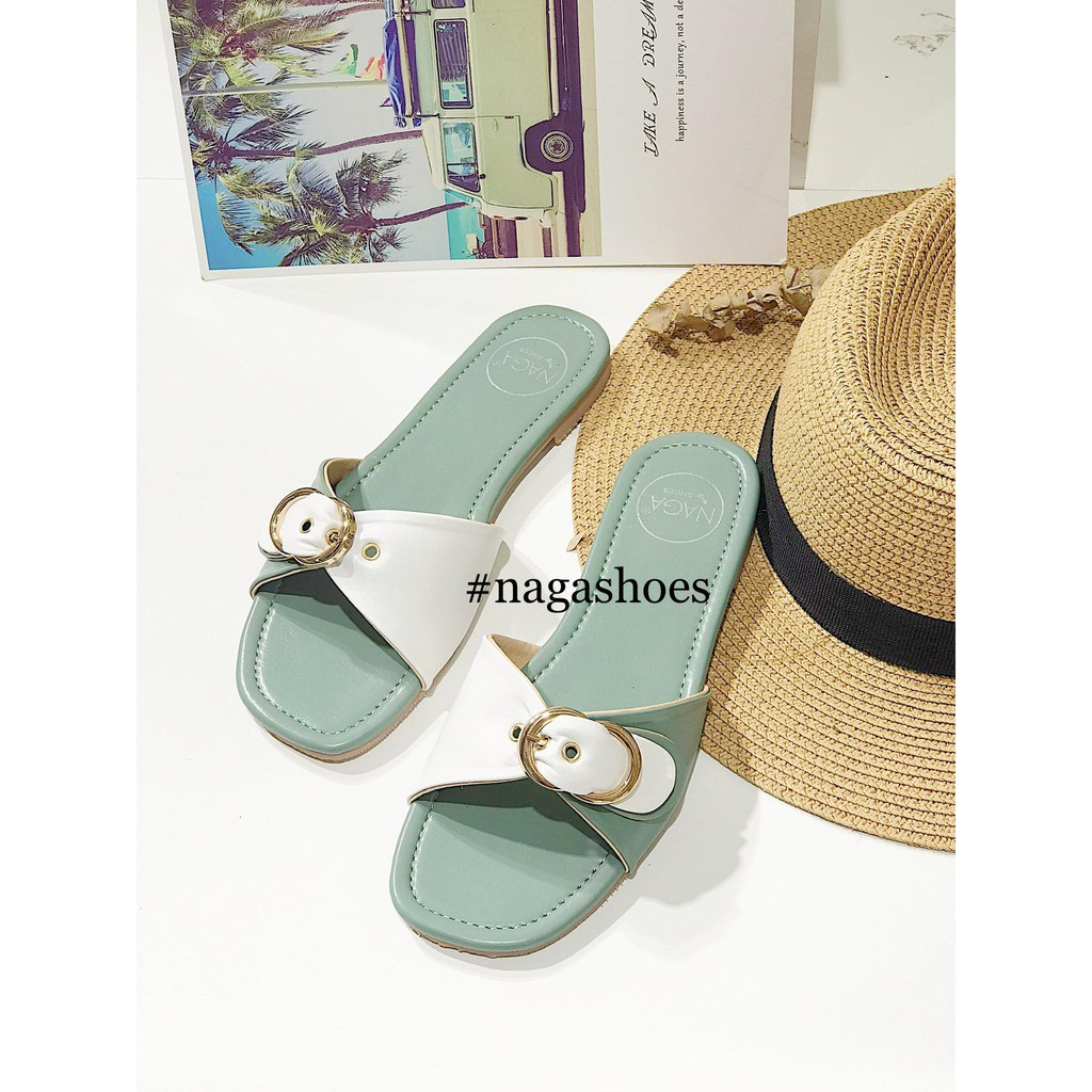 Dép Nagshoes Quai Ngang 2 Màu Phối Khoá Nad132