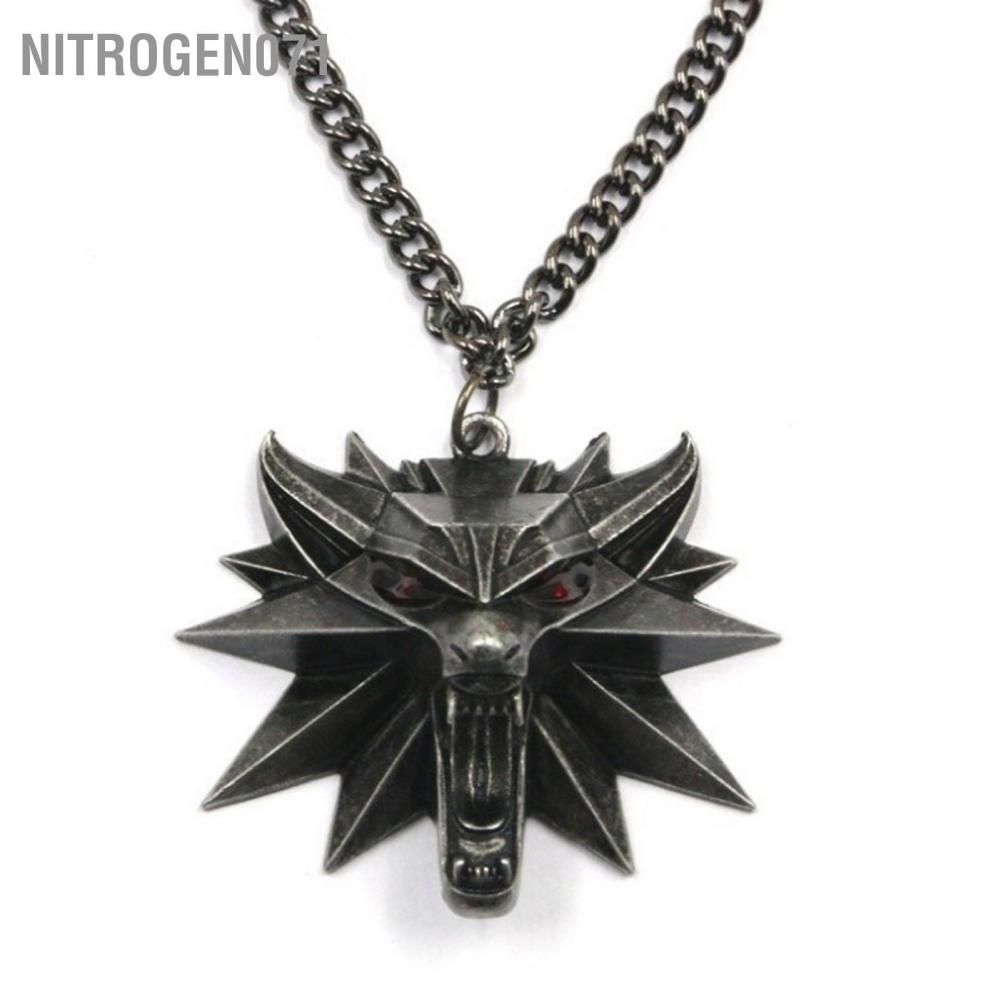 Nitrogen071 The Witcher 3 Wolf Medallion Necklace Fastness Anti Scratch Viking Head Pendant for Gifts Daily Collocation