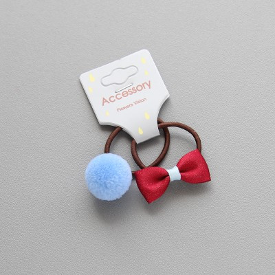 Set 2 Dây Cột Tóc Co Giãn Đính Nơ Và Bóng Lông Mới Cho Bé Gái