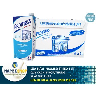 SỮA TƯƠI PROMESS ÍT BÉO 1L/ THÙNG 6 HOP