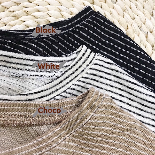Áo tay dài Tim Striped kẻ sọc cổ tròn hàng nhập quảng châu chất vải len mịn from áo rộng oversize from chuẩn