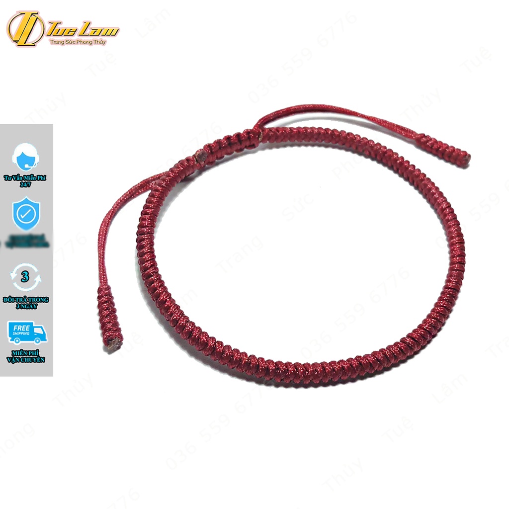 Vòng Tay Chỉ Đỏ Đô Trơn May Mắn Bình An Làm Handmade - Tuệ Lâm