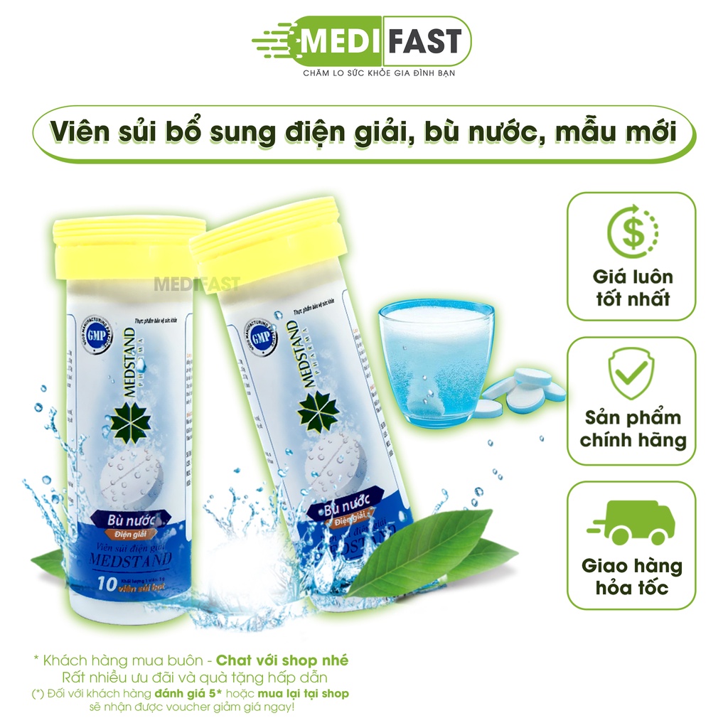 Oresol Medstand viên sủi - Giúp bổ sung nước và chất điện giải sau khi chơi thể thao, bị mất nước do sốt - Tuýp 10 viên