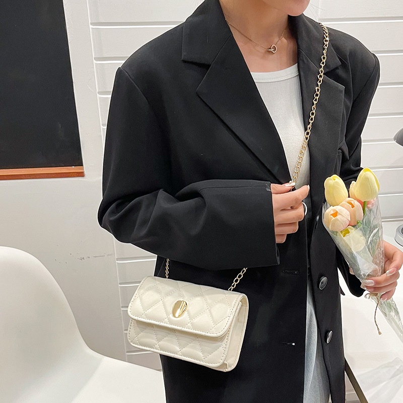 Túi dây xích đeo chéo IELGY kẻ hình thoi đơn giản thời trang thường ngày cho nữ