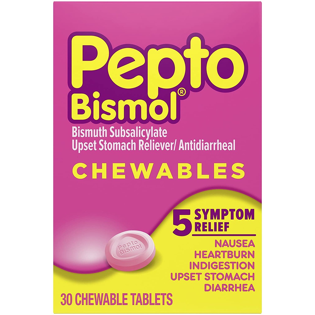 Viên nhai viên tiêu hóa Pepto Bismol Ultra for Upset Stomach Mỹ_ hũ 24 viên