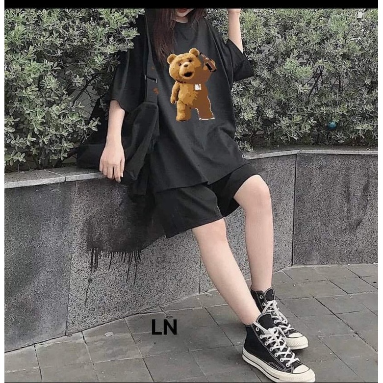 Set ngủ nữ Gấu, Sadboiz Bộ quần short đùi áo form rộng tay lỡ, sooc phông mặc ở nhà Ulzzang Phong cách thể thao