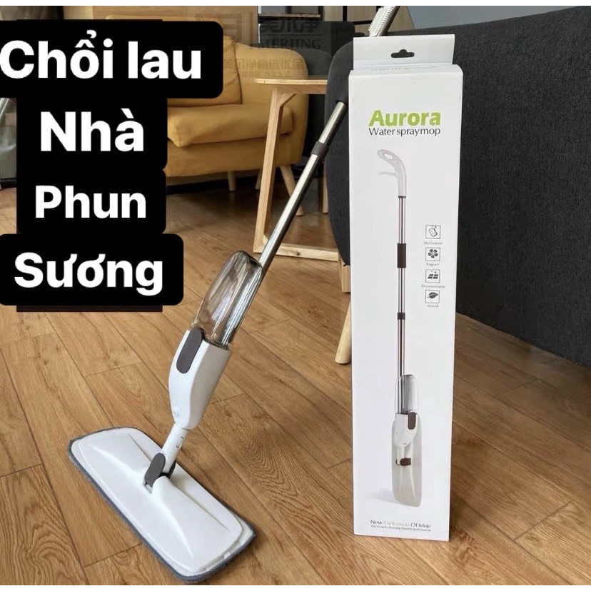 Cây Lau Nhà, Chổi Lau Nhà Phun Sương Tay Cầm Cán Dài Bằng iNox Chắc Chắn Đầu Xoay 360 Độ Tiện Dụng