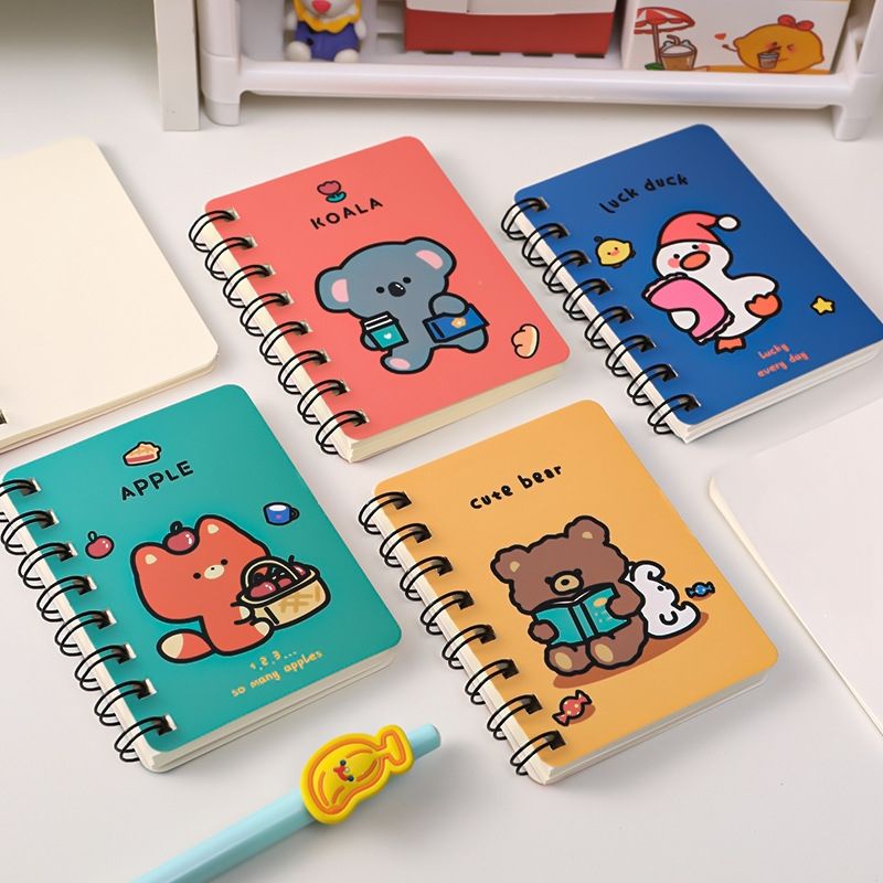 Sổ tay gáy lò xo A7 mini mẫu phi hành gia, mẫu thú gấu voi vịt, hành tinh cute