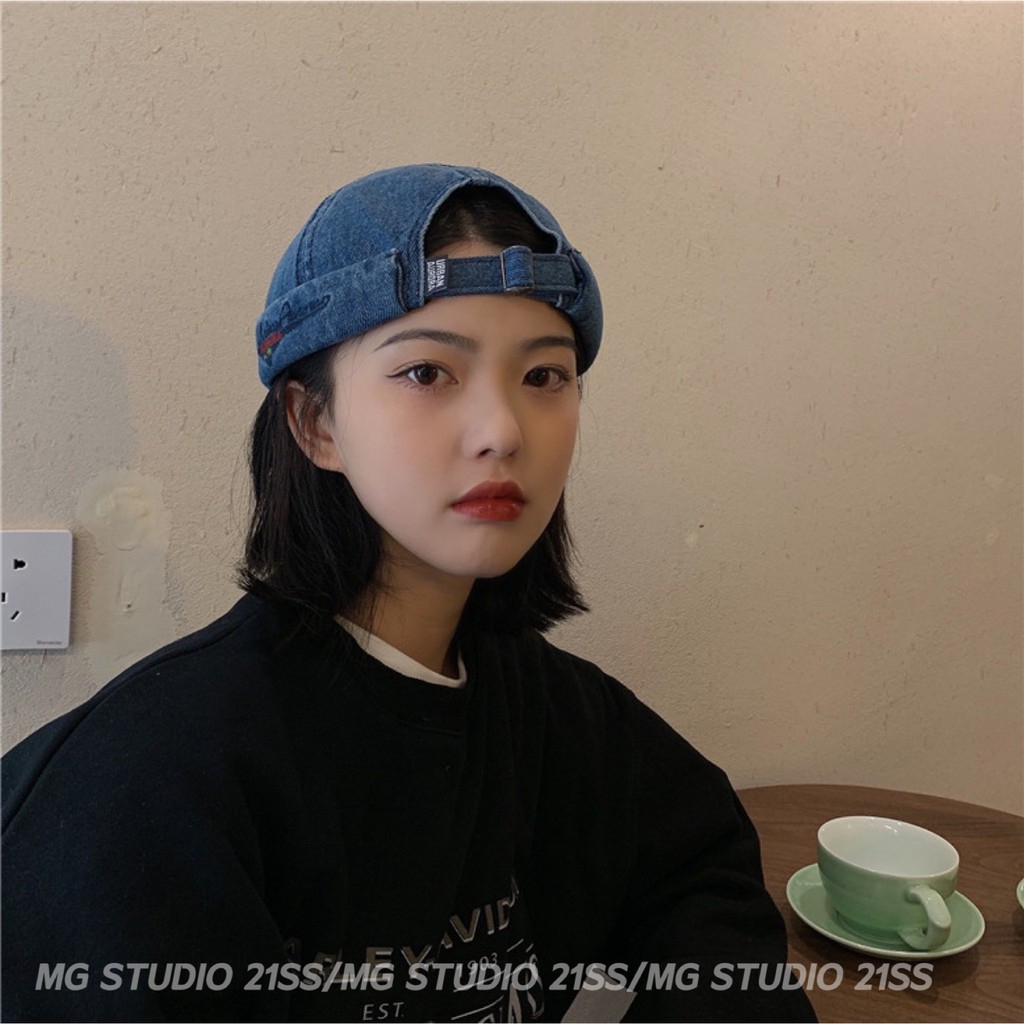 Mũ beret MG STUDIO bằng vải denim 3 màu tùy chọn
