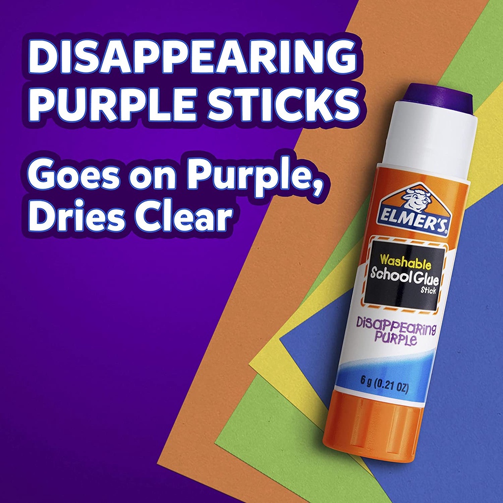Keo dán cho trẻ trong học tập không độc hại hiệu Mỹ Elmer's Glue Stick , Disappearing Purple