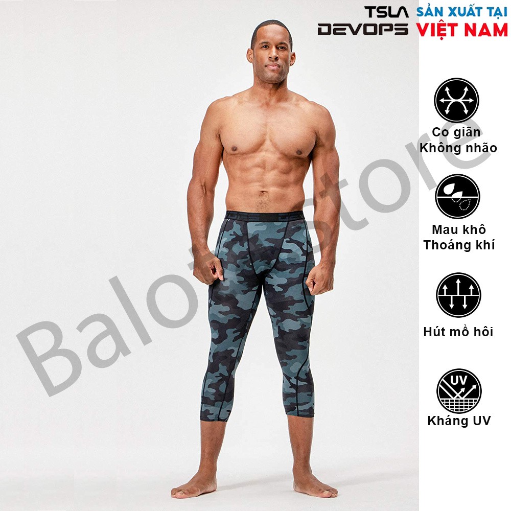 [ Hàng Hot ] Quần legging nam lửng 3 4 tập gym Devops ôm bó cơ sát đùi cạp cao lưng thun procombat thể thao đá bóng yoga