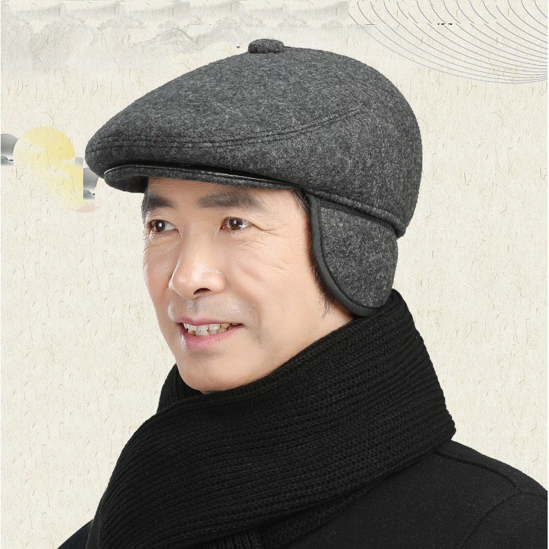 MŨ BERET, MŨ NỒI DÀNH CHO NAM TRUNG NIÊN VÀ NGƯỜI GIÀ CHẤT VẢI NỈ DẠ CÓ CHE TAI
