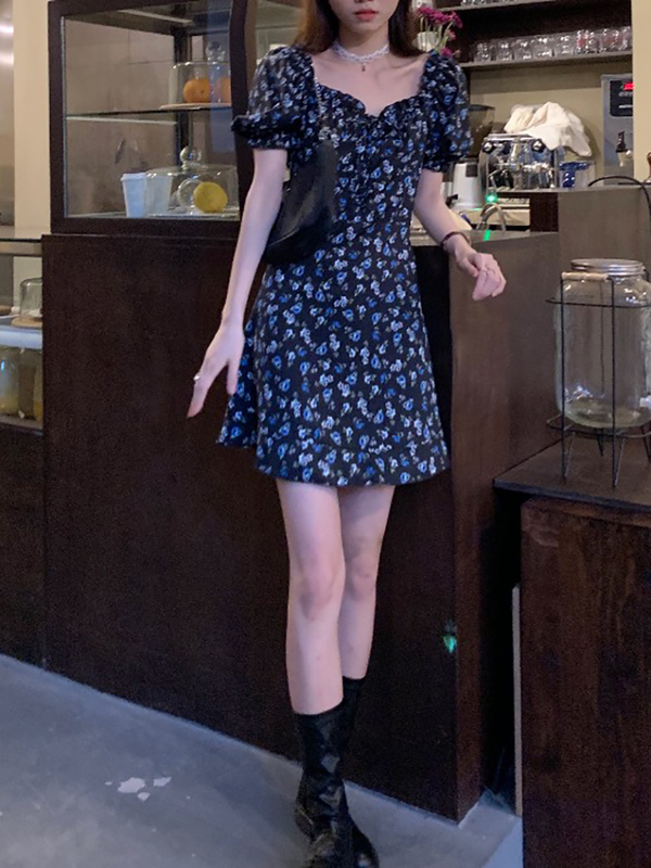 [QUÀ TẶNG LÀ GÓI XẢ VẢI BẠN NHÉ] Váy midi dài 2021 [COCORY] đầm midi dài hoa nhí cổ vuông tay ngăn thời trang hàn quốc | BigBuy360 - bigbuy360.vn