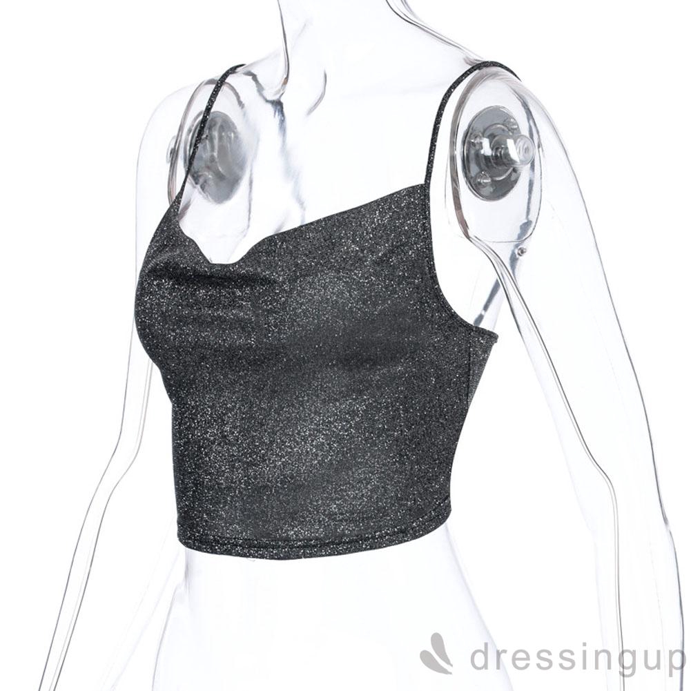 DRESSINGUP-Áo Croptop Hai Dây Dáng Ôm Hở Lưng Gợi Cảm Cho Nữ