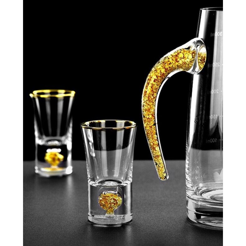 Bộ Ly rượu Pha Lê Vàng Lá 24K