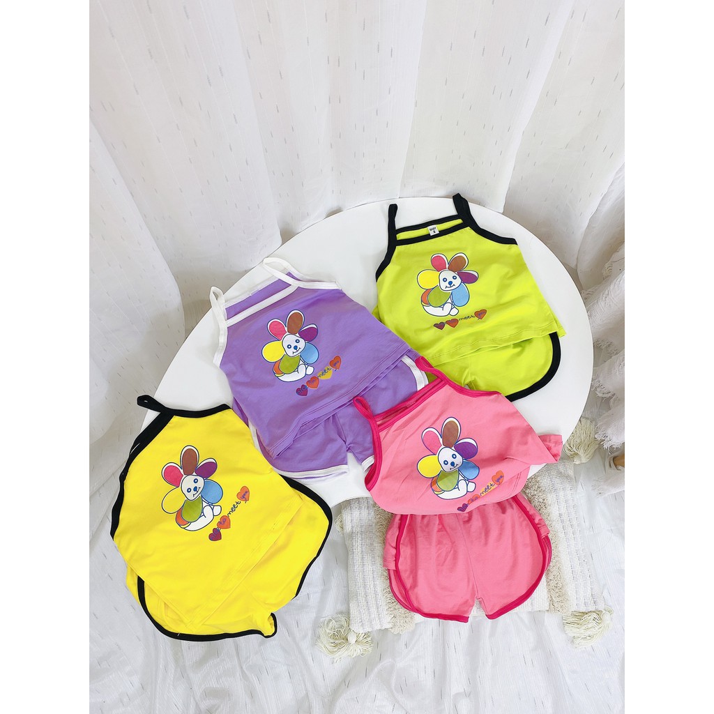 Bộ Quần Áo Trẻ Em, Bộ 2 Dây Hình Chú Chó Cài Hoa Cho Bé Siêu Đáng Yêu Hàng Quảng Châu Size Từ 8-18KG MÃ HD02