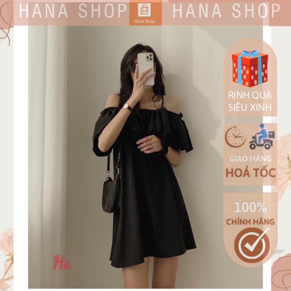 Đầm 2 Dây Trễ Vai Ngực Bèo , Váy Nữ Chất Voan Dáng Lỡ 3 Màu Q017