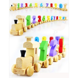 Đồ chơi gỗ thông minh, xe kéo số montessori giúp bé học số đếm, đồ chơi cho bé