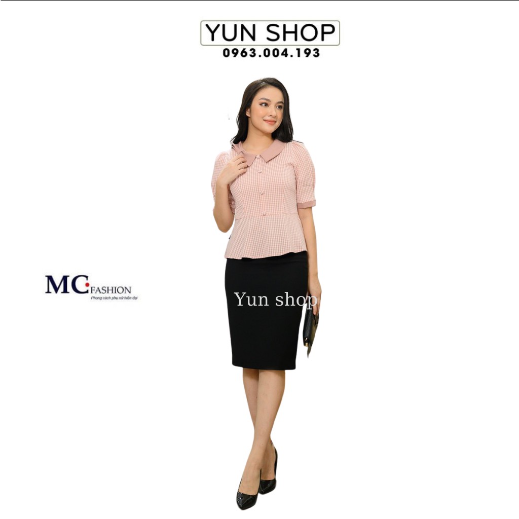 Áo Sơ Mi Công Sở,Áo Tay Lỡ Kẻ Karo Đẹp Kiểu Dáng Cổ n=Nơ Chiết Eo Chuẩn Hãng MC fashion TA111 Đủ Size S,M,L