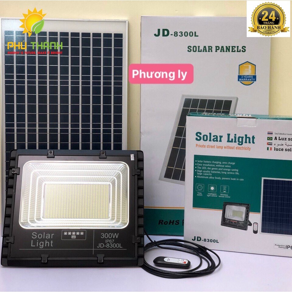 Đèn năng lượng mặt trời công suất 300W JD 8300L, có điều khiển từ xa thumbnail