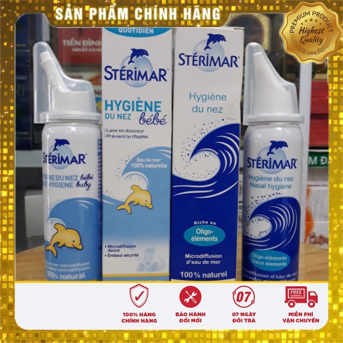 Dung Dịch Nước Muối Biển Xịt Mũi Cho Trẻ Em Và Người Lớn Sterimar Giúp Làm Sạch, Giảm Nghẹt Mũi, Sung Huyết (50ml)